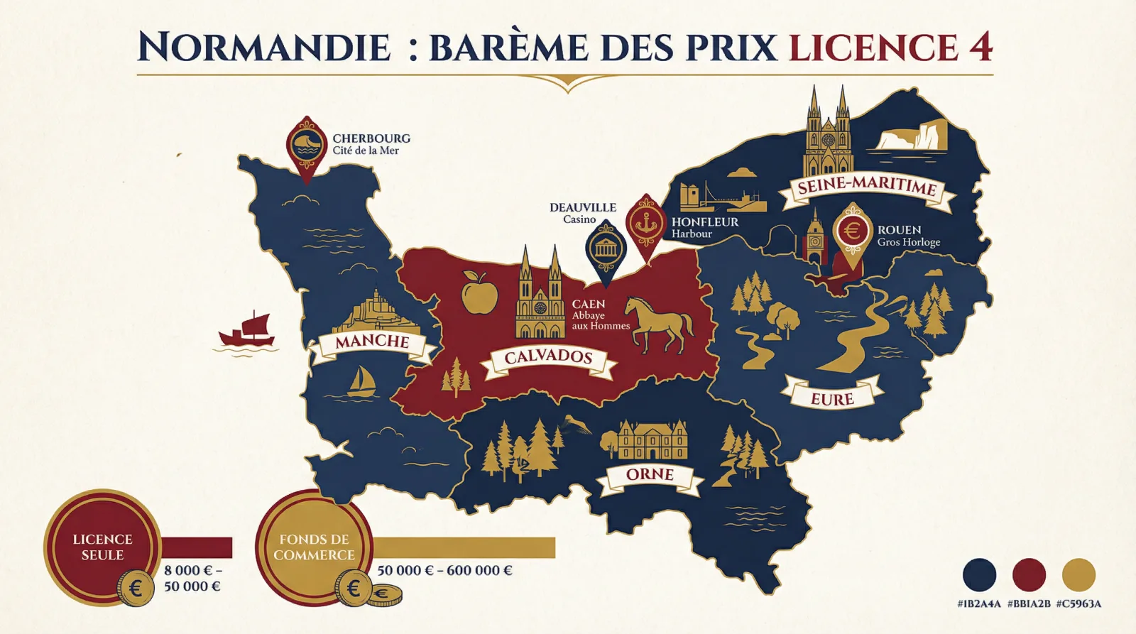 Infographie : disponibilité et transfert d'une licence 4 dans le département du Calvados