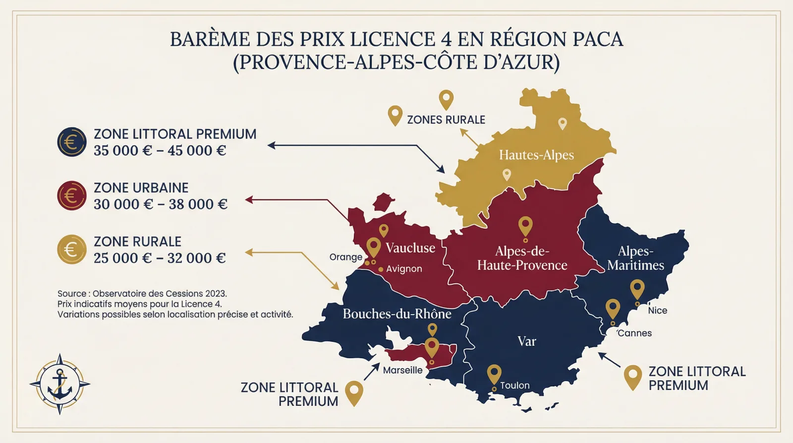 Infographie : disponibilité et transfert d'une licence 4 dans le département des Bouches-du-Rhône