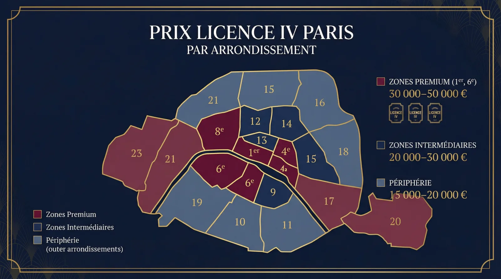 Infographie : valeur de la licence 4 identique dans Paris, le fonds de commerce variant selon l'emplacement